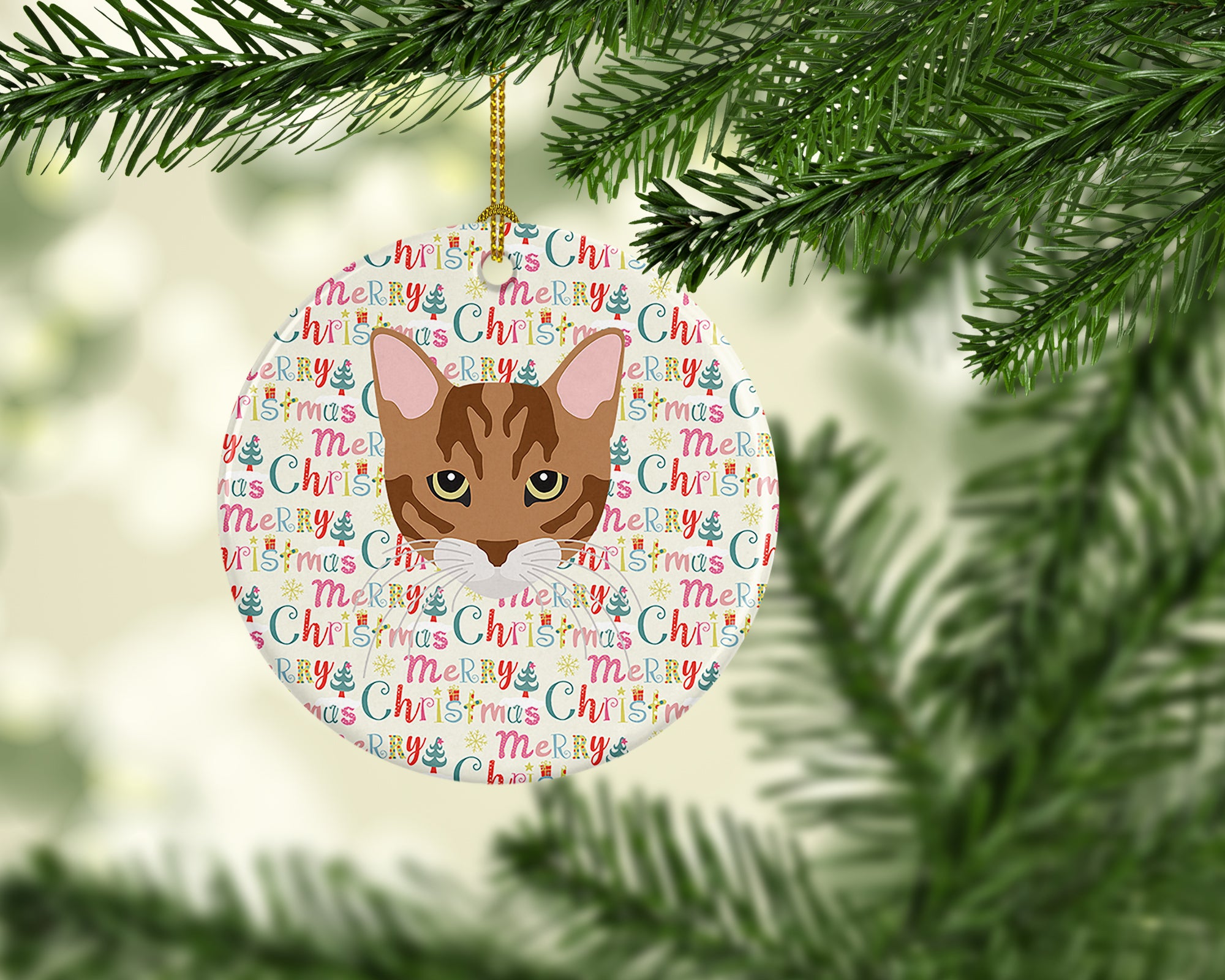 Toyger Cat Christmas Ceramic Ornament - the-store.com