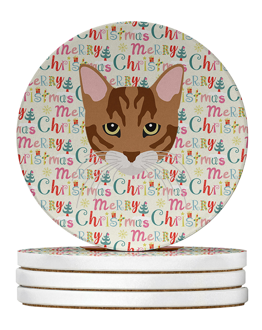 Buy this Toyger Cat Christmas Large Sandstone Coasters Pack of 4