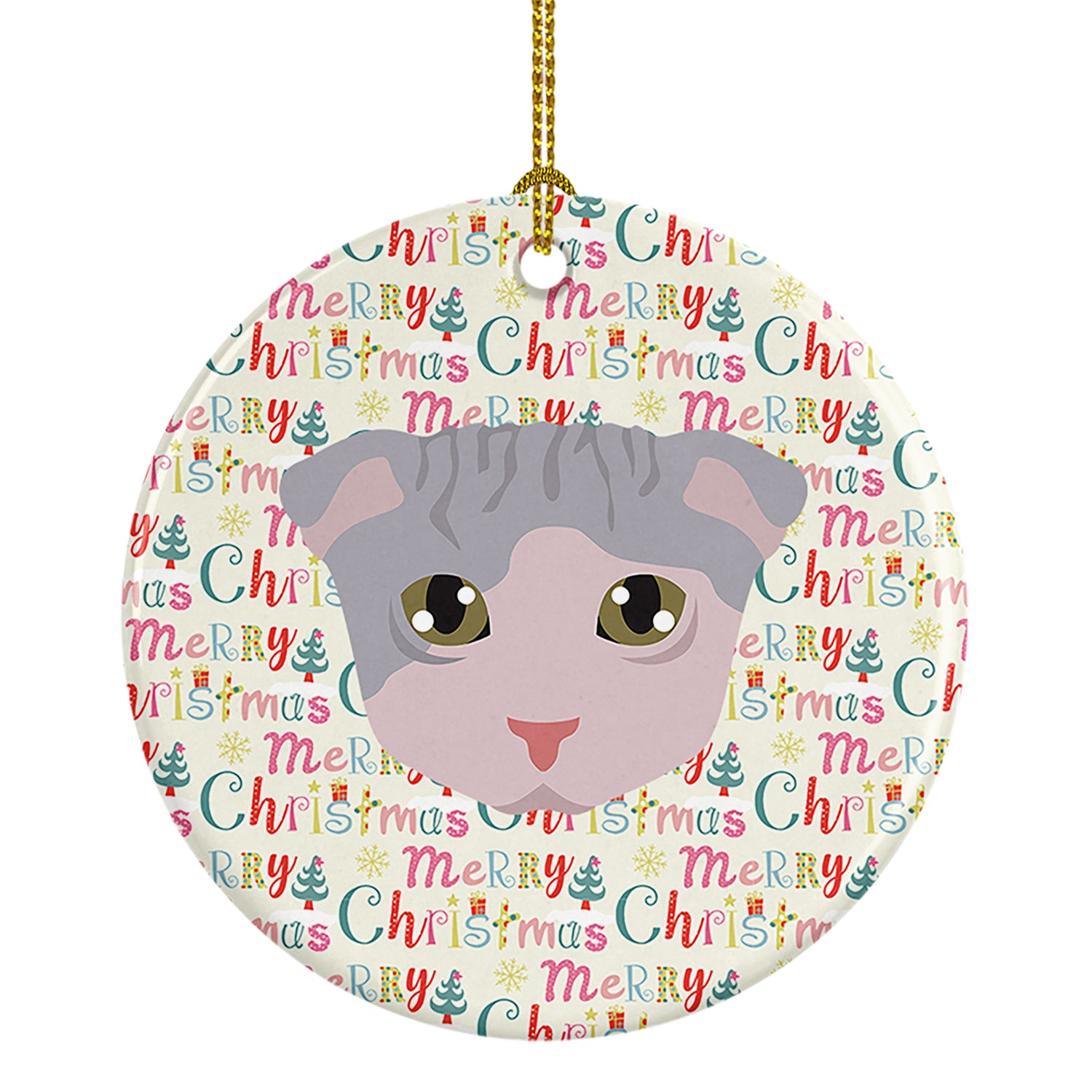 Buy this Ukrainian Levkoy Cat Christmas Ceramic Ornament