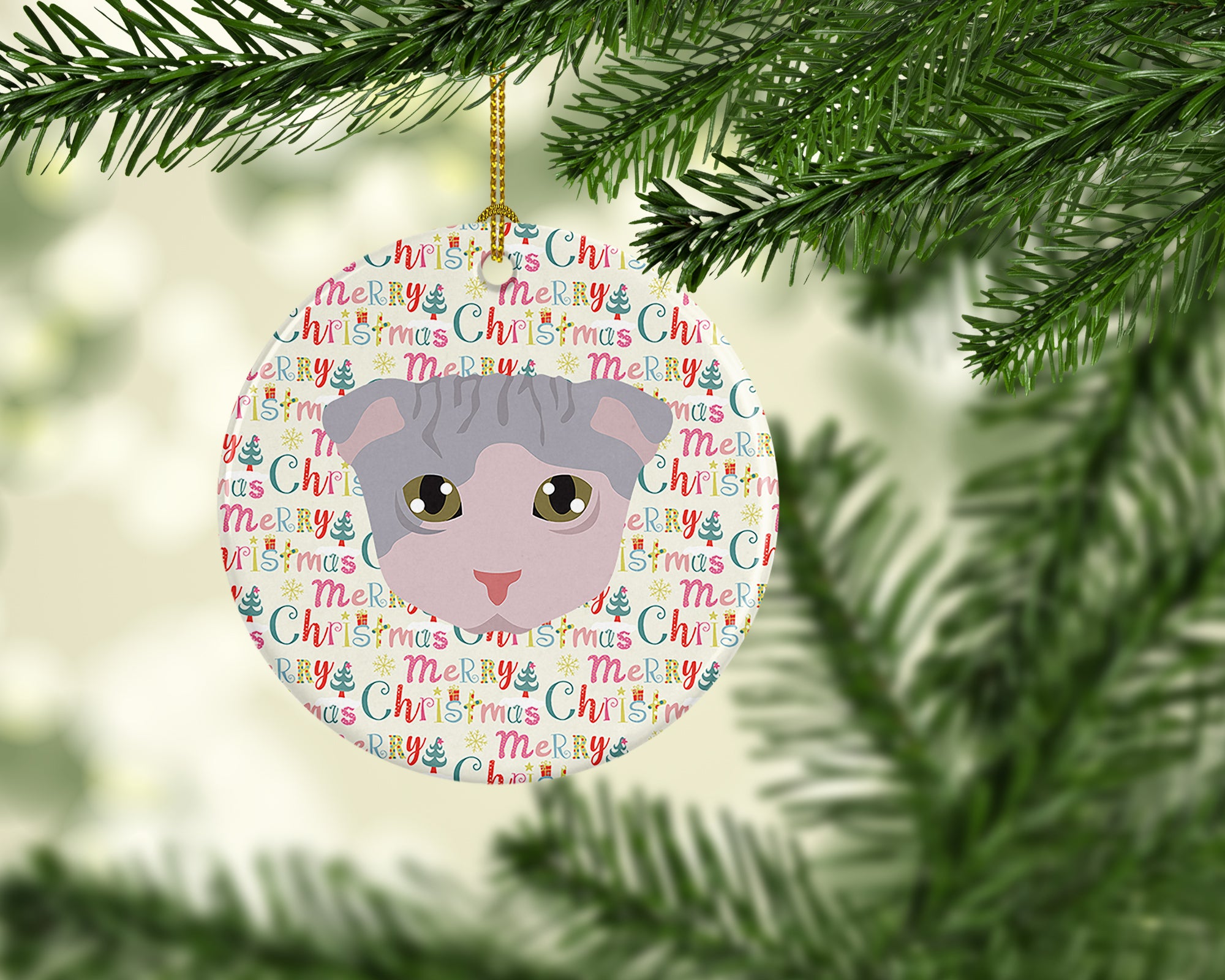 Buy this Ukrainian Levkoy Cat Christmas Ceramic Ornament