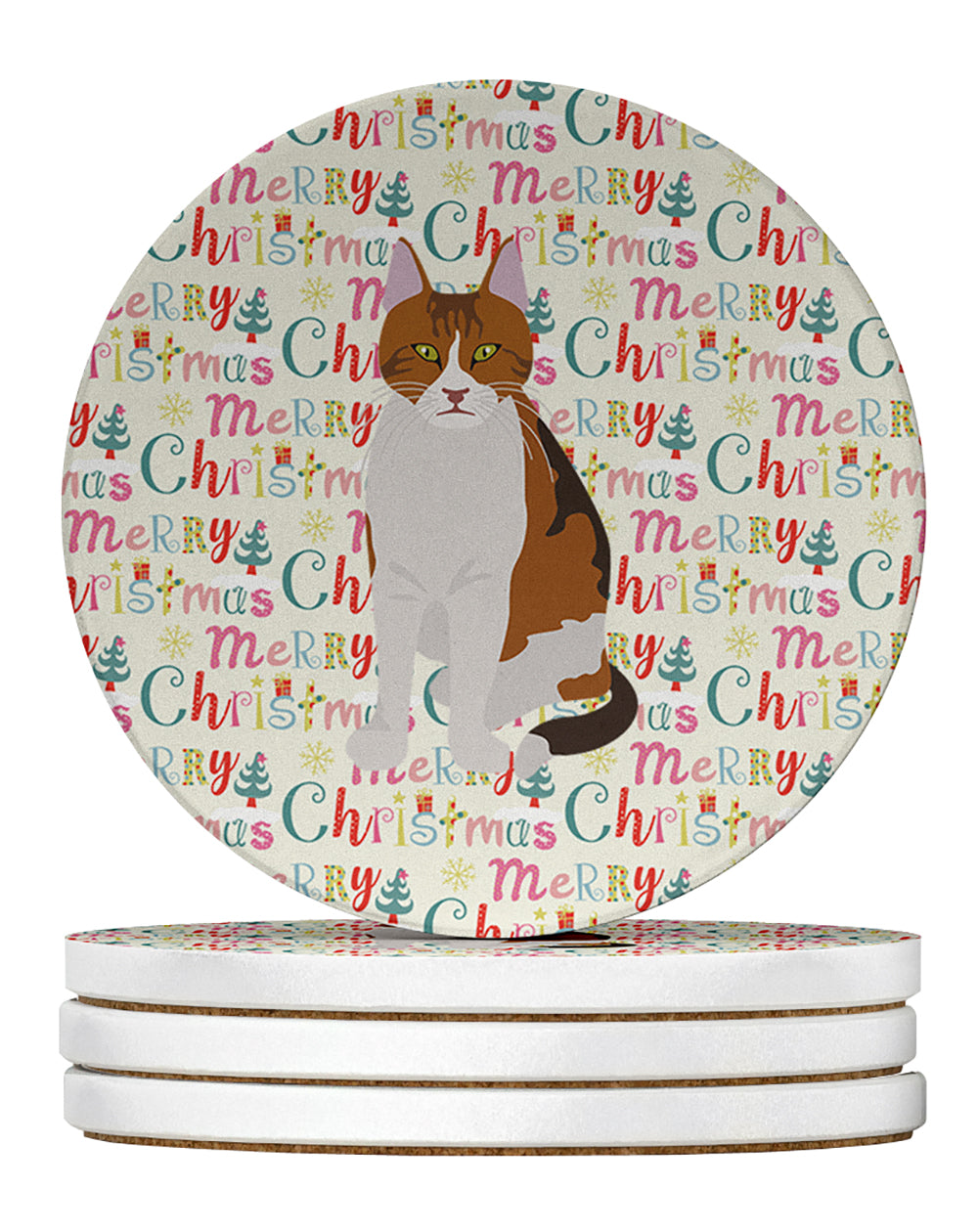 Buy this Aegean Cat Christmas Large Sandstone Coasters Pack of 4