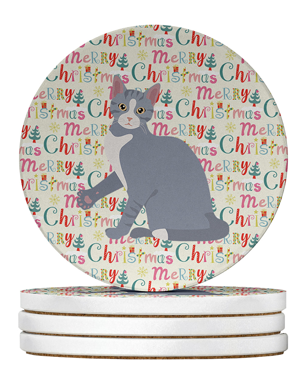 Buy this American Polydactyl #2 Cat Christmas Large Sandstone Coasters Pack of 4