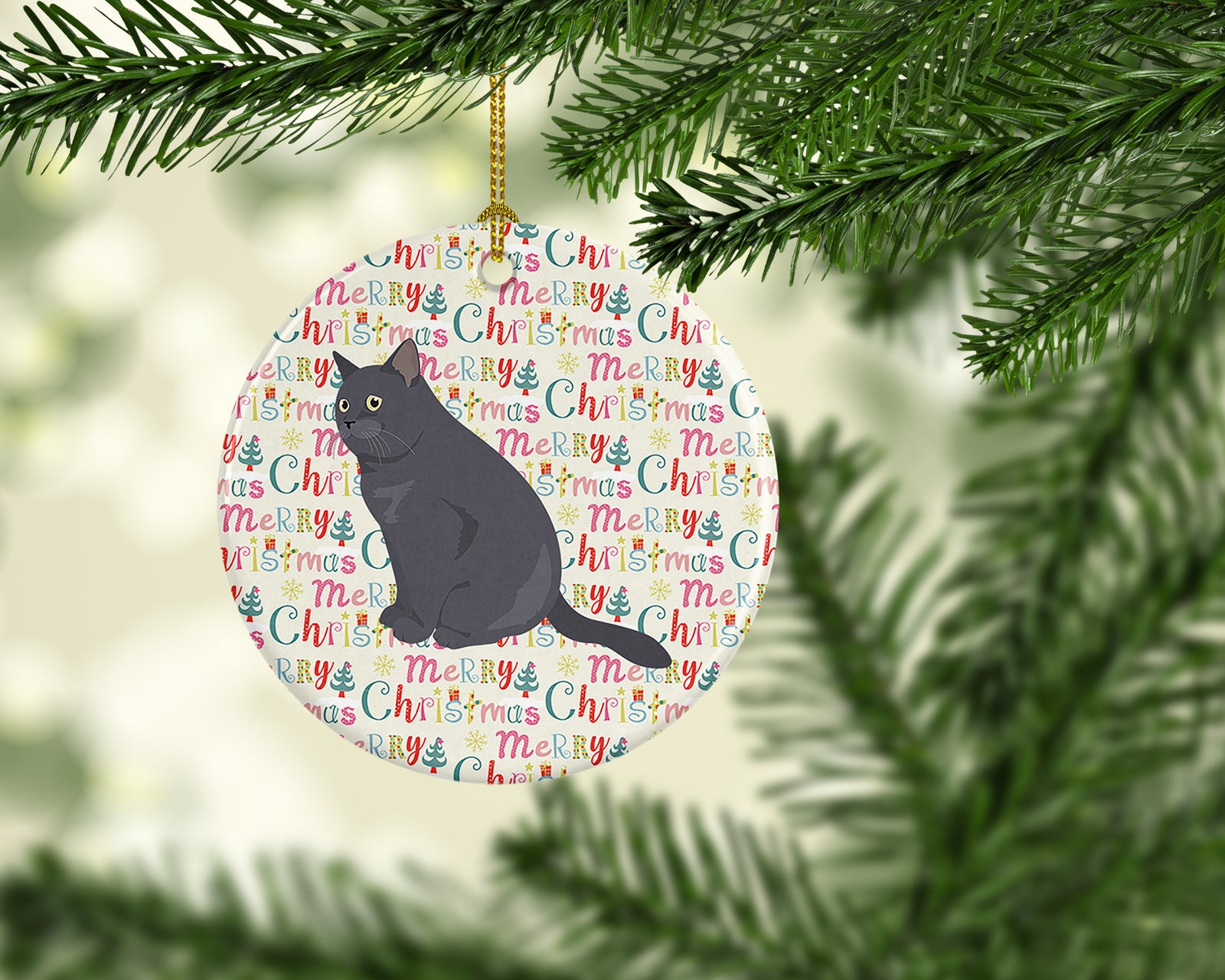 Caroline's Treasures British Shorthair Cat Christmas Ceramic Ornament