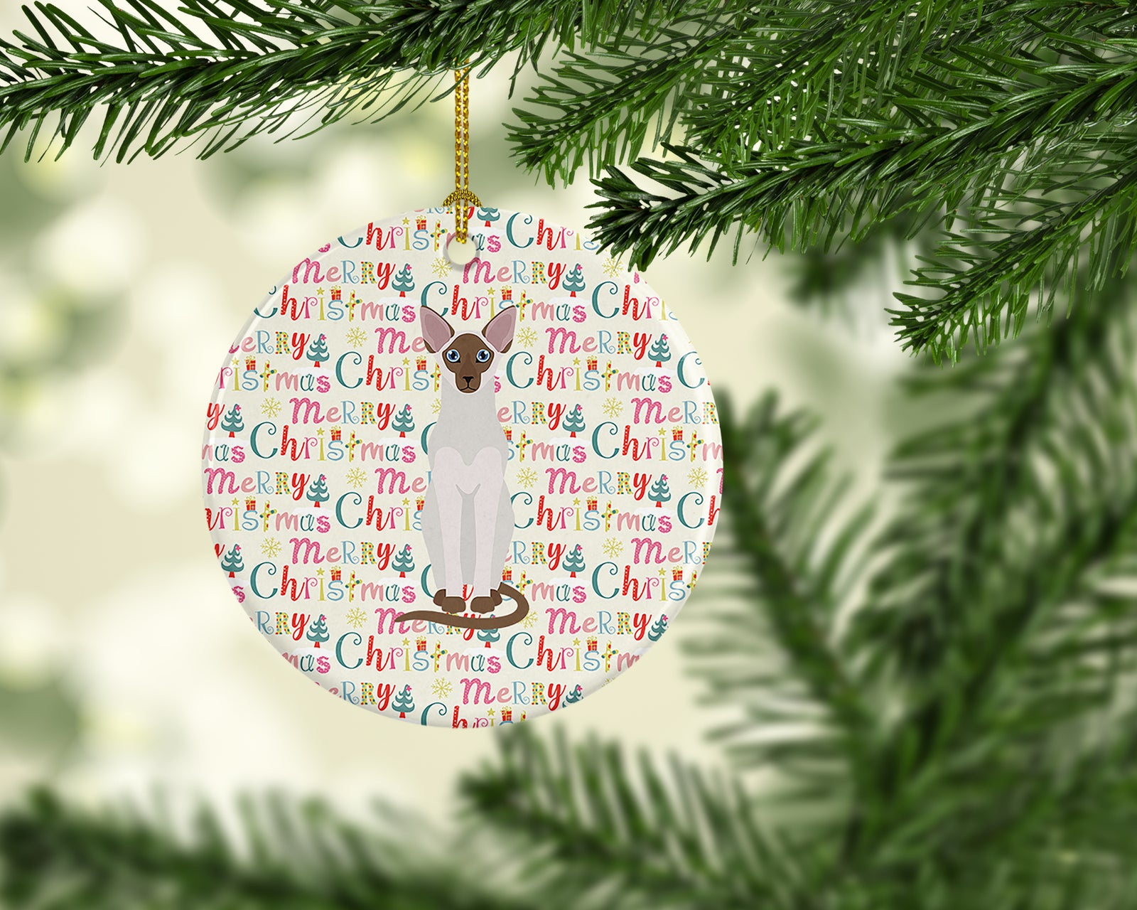 Caroline's Treasures Colorpoint Shorthair Cat Christmas Ceramic Ornament