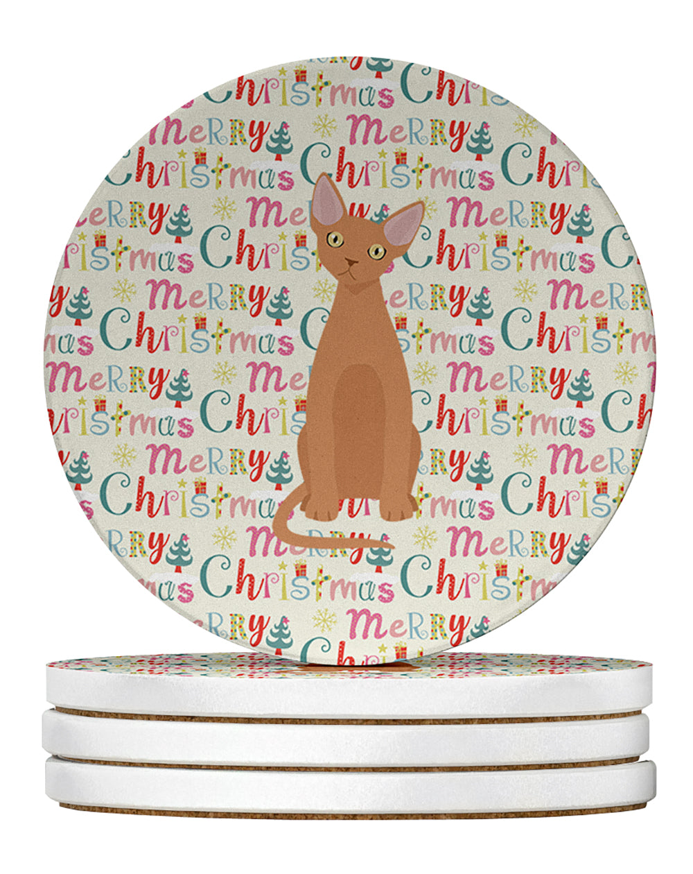 Buy this Devon Rex #1 Cat Christmas Large Sandstone Coasters Pack of 4