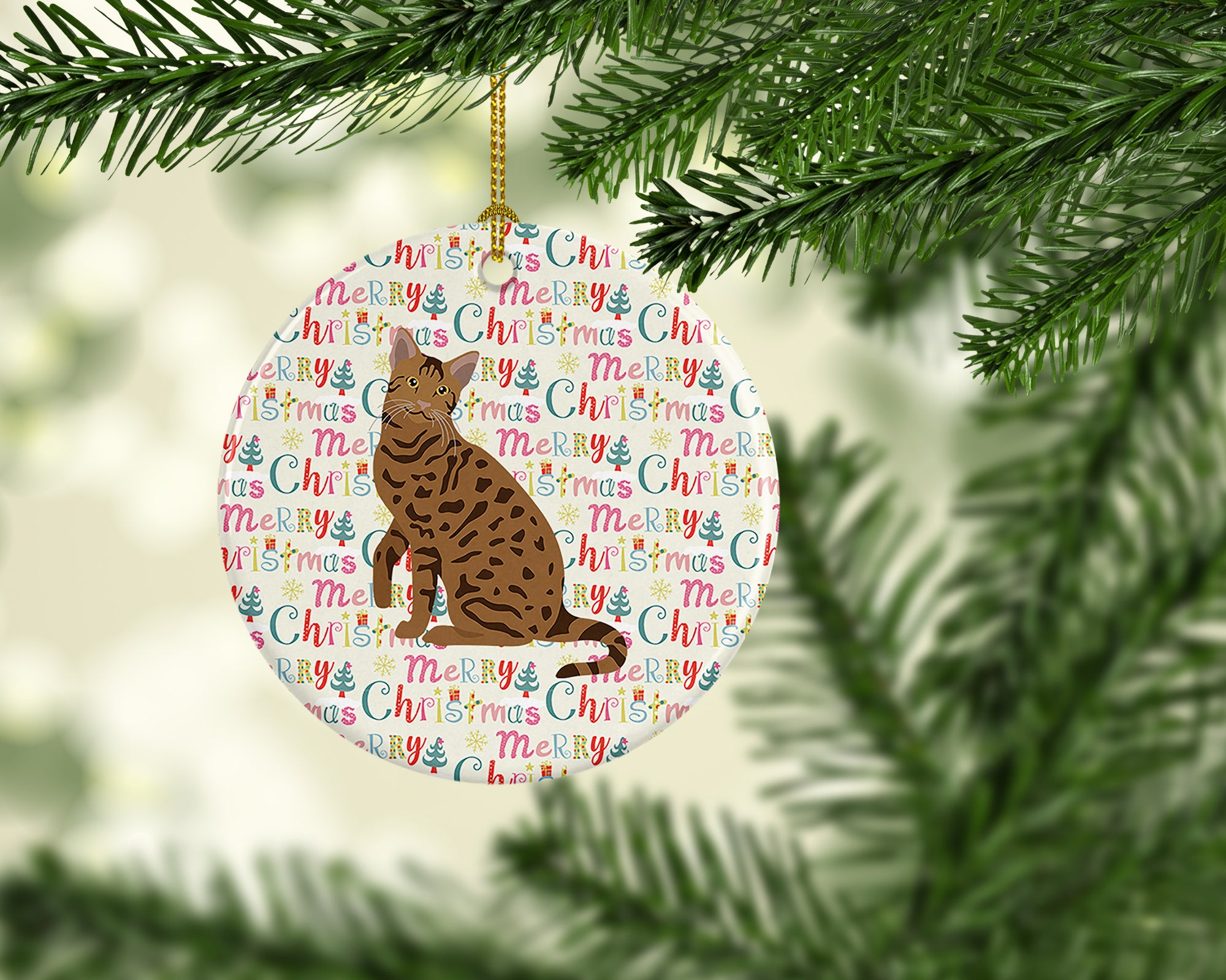 Buy this Ocicat #2 Cat Christmas Ceramic Ornament
