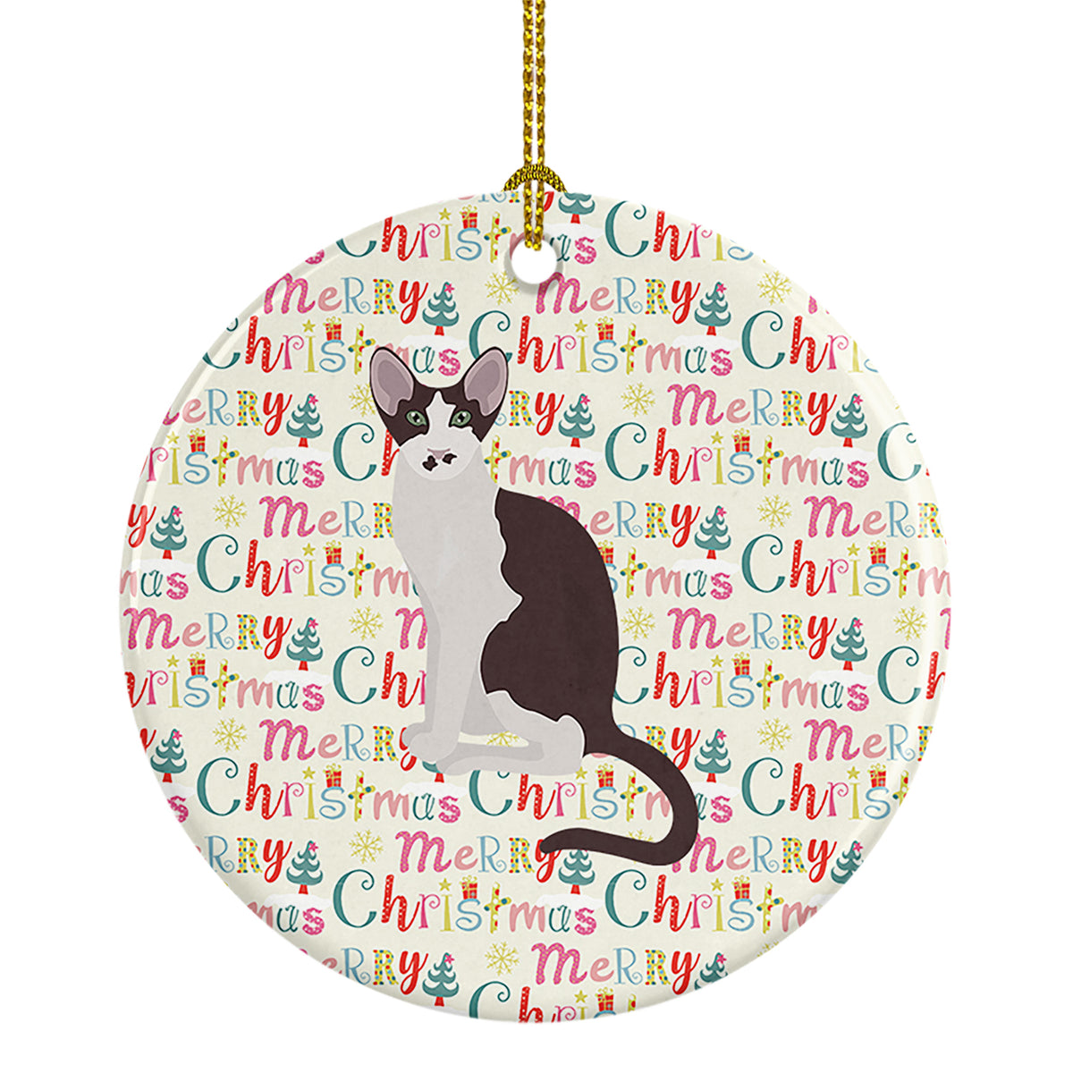 Buy this Oriental Bicolor Cat Christmas Ceramic Ornament