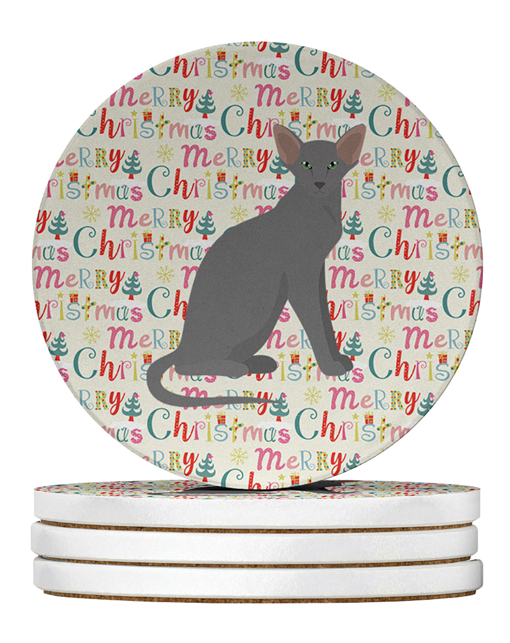 Buy this Oriental Shorthair Cat Christmas Large Sandstone Coasters Pack of 4