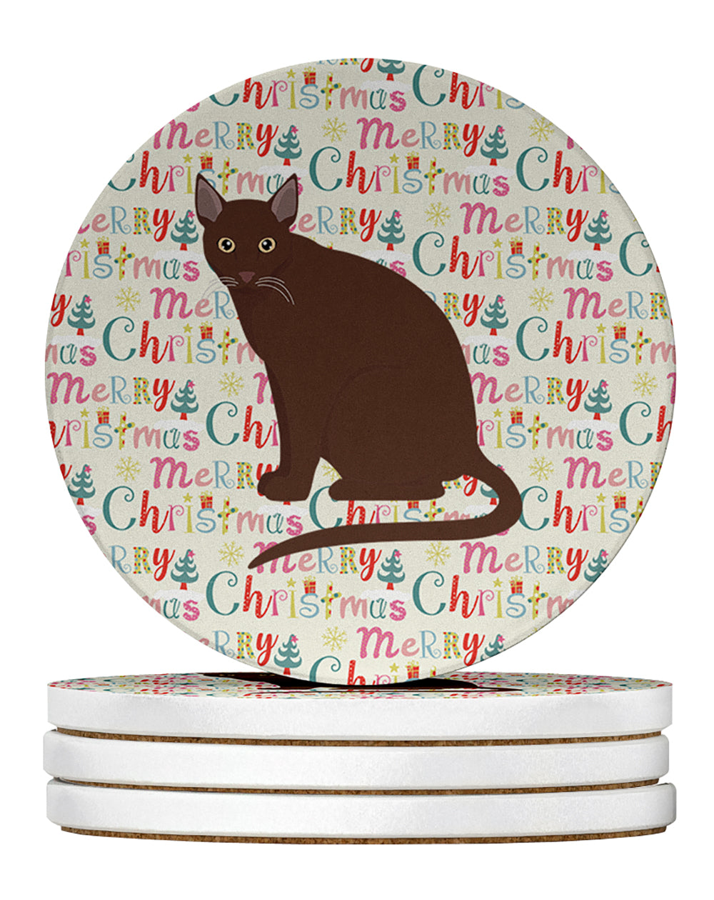 Buy this Raas Cat Christmas Large Sandstone Coasters Pack of 4