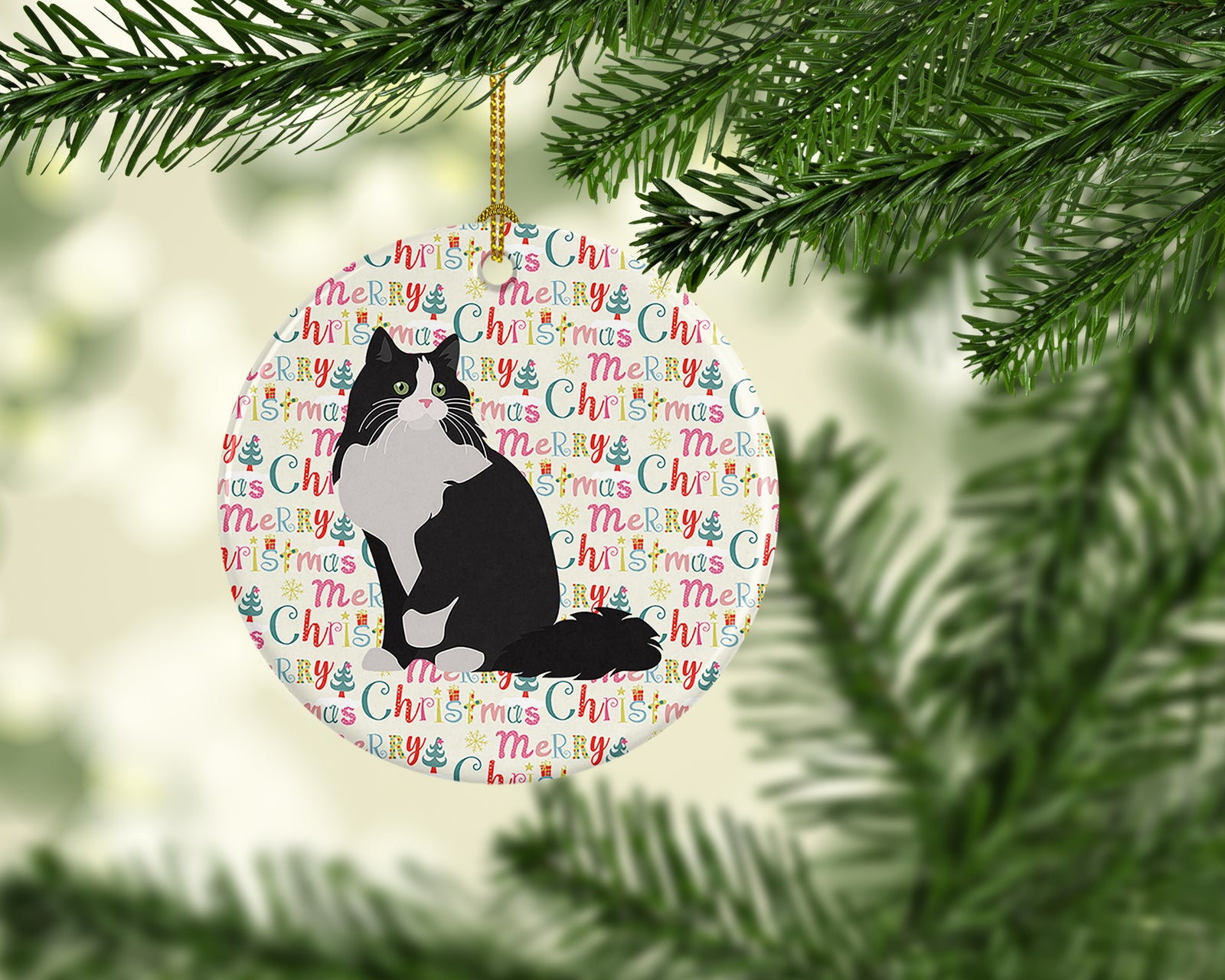 Caroline's Treasures Ragamuffin Cat Christmas Ceramic Ornament