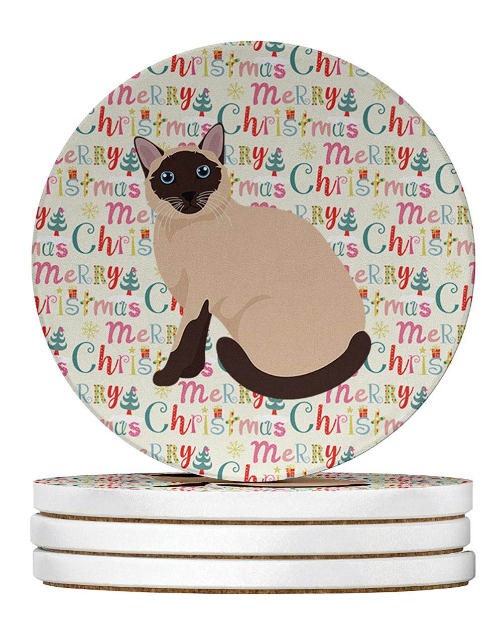 Buy this Siamese Traditional Cat Christmas Large Sandstone Coasters Pack of 4