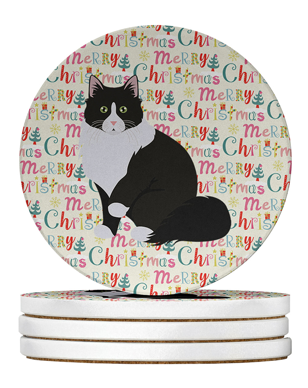 Buy this Siberian Forest Cat Christmas Large Sandstone Coasters Pack of 4