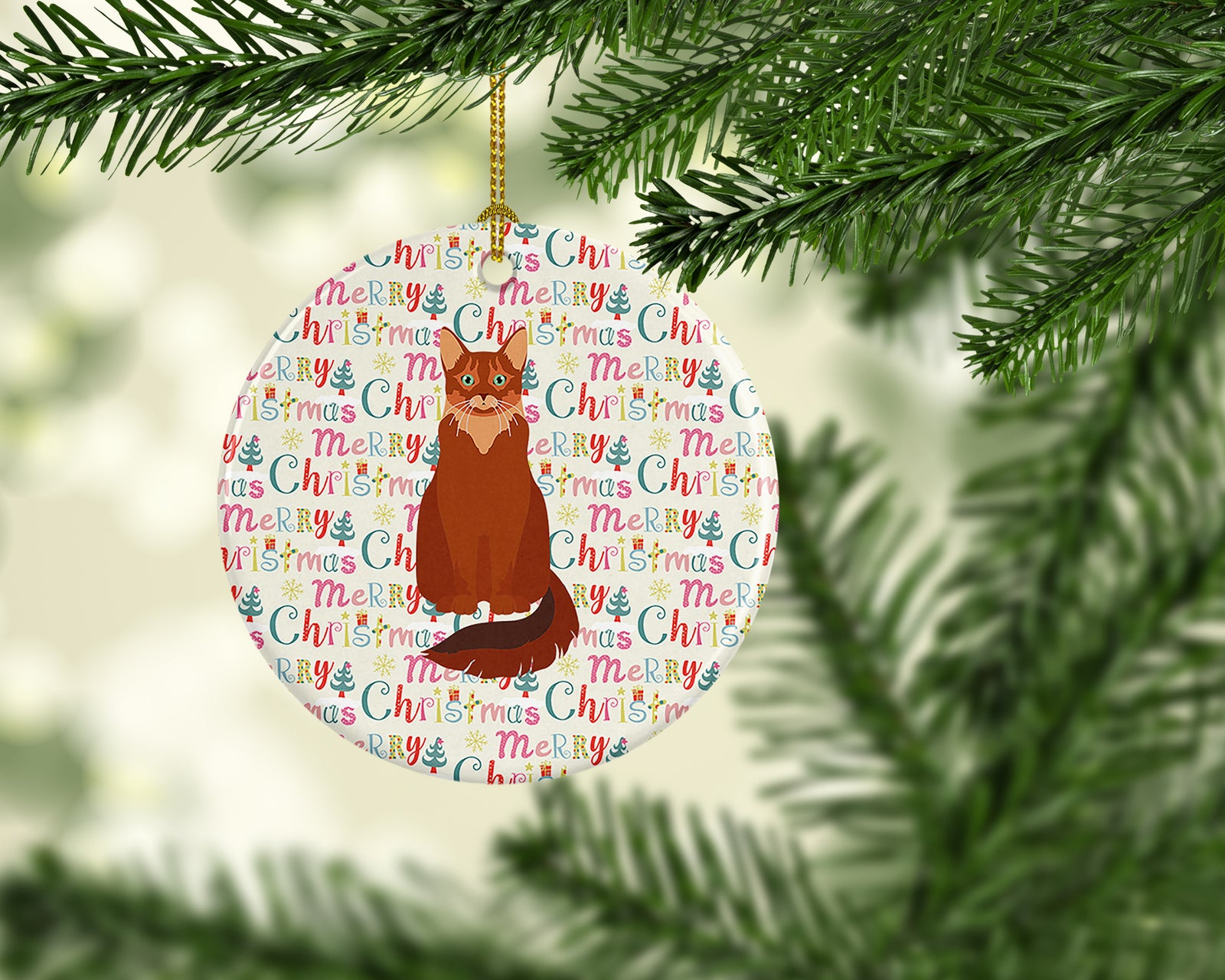 Caroline's Treasures Somali Cat Christmas Ceramic Ornament