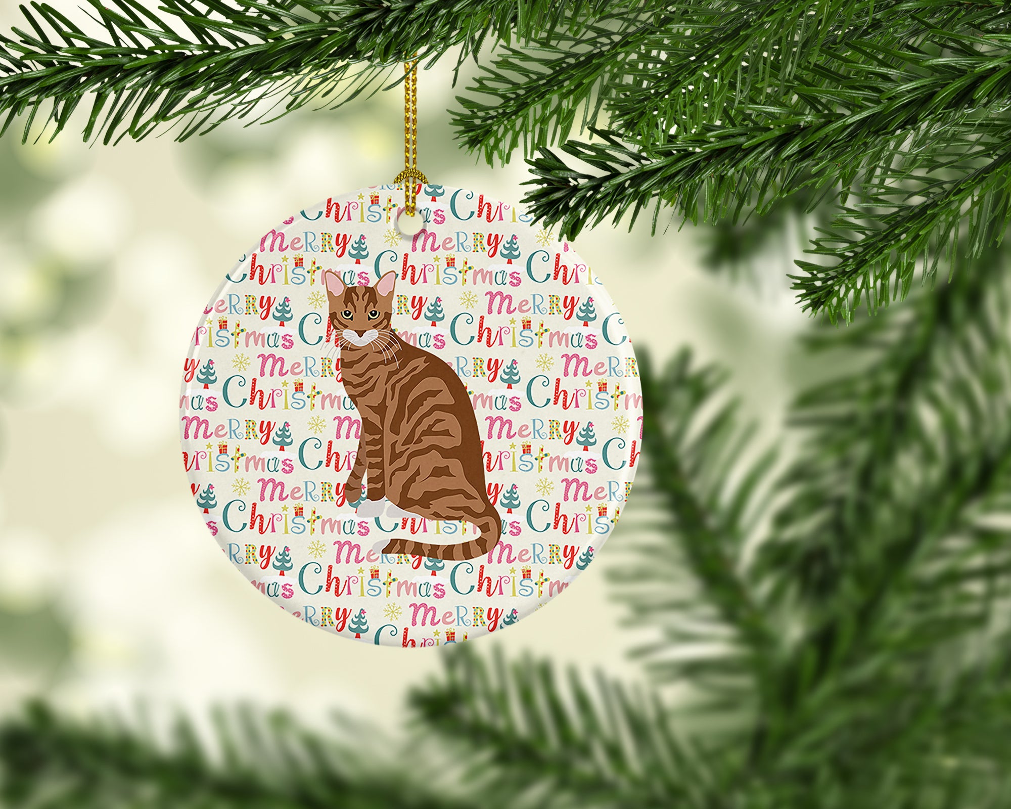 Buy this Toyger Cat Christmas Ceramic Ornament