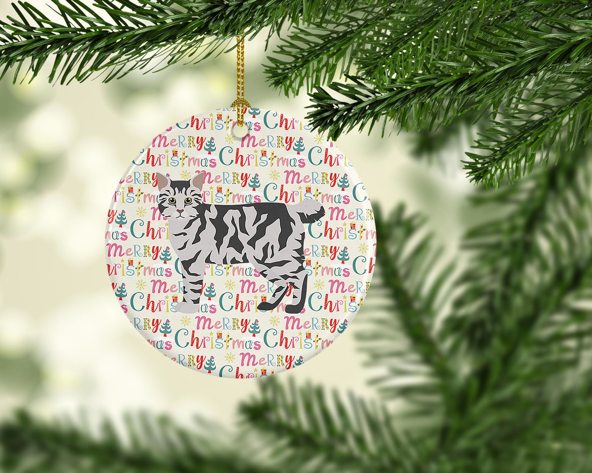 Buy this American Bobtail #1 Cat Christmas Ceramic Ornament