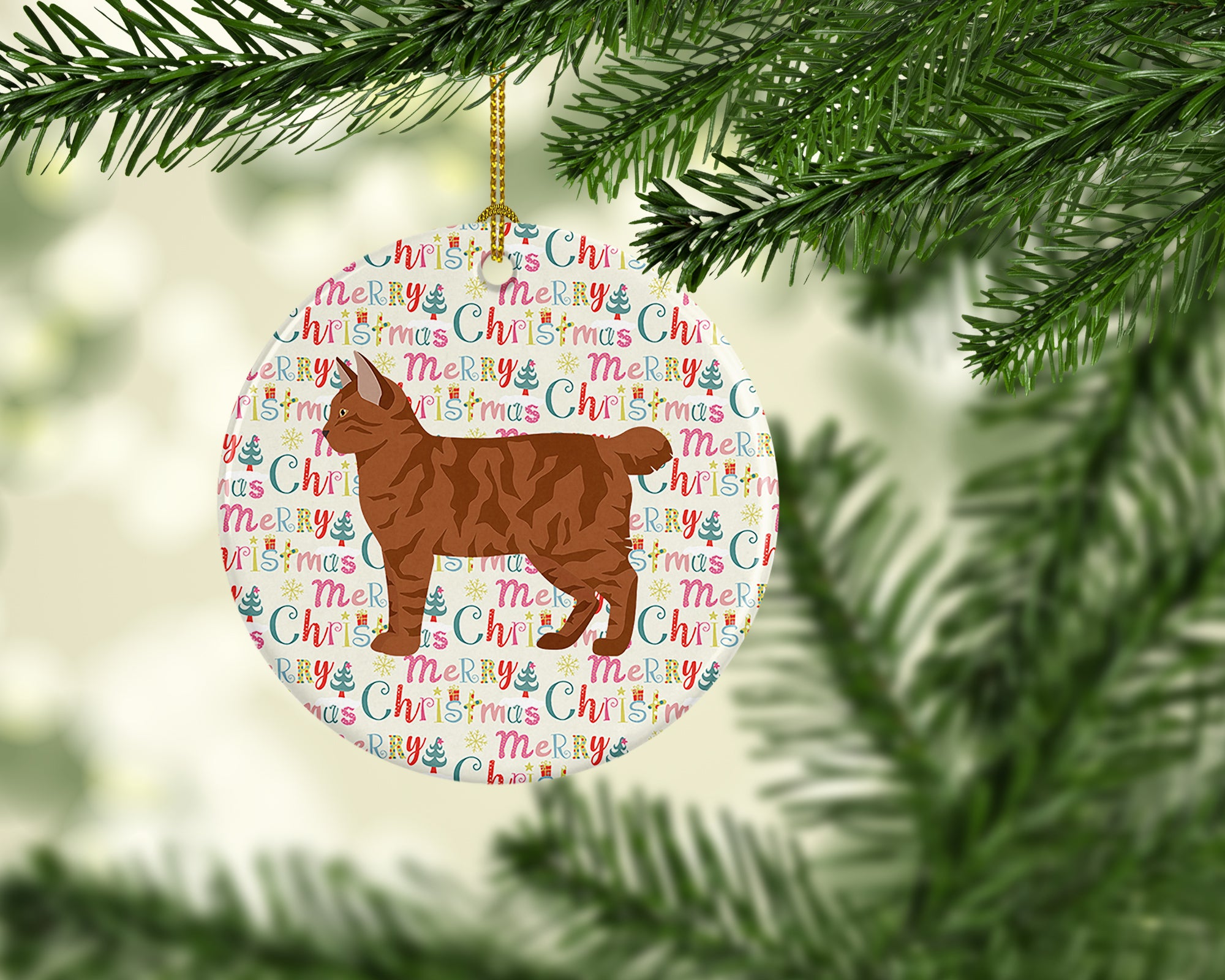 Buy this American Bobtail #2 Cat Christmas Ceramic Ornament