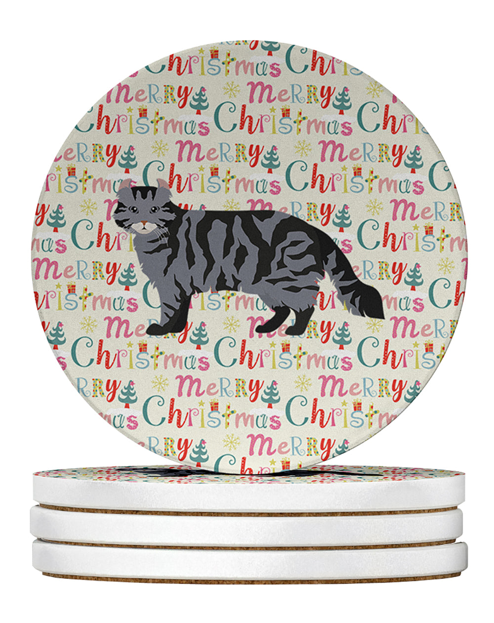 Buy this American Curl #1 Cat Christmas Large Sandstone Coasters Pack of 4