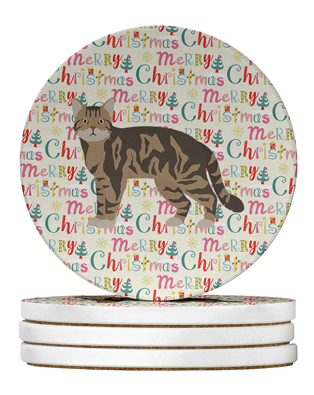 Buy this American Wirehair #1 Cat Christmas Large Sandstone Coasters Pack of 4