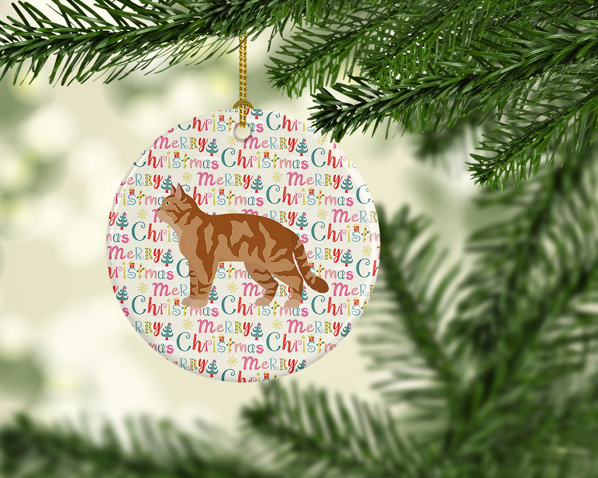 Buy this American Wirehair #2 Cat Christmas Ceramic Ornament