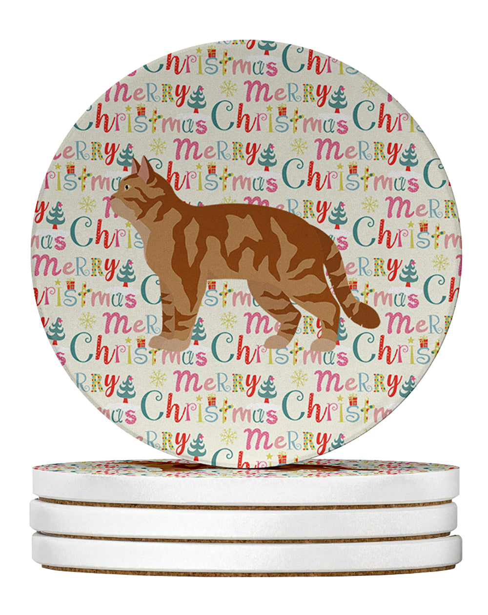 Buy this American Wirehair #2 Cat Christmas Large Sandstone Coasters Pack of 4