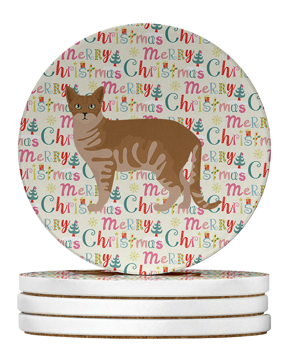 Buy this Australian Mist #1 Cat Christmas Large Sandstone Coasters Pack of 4