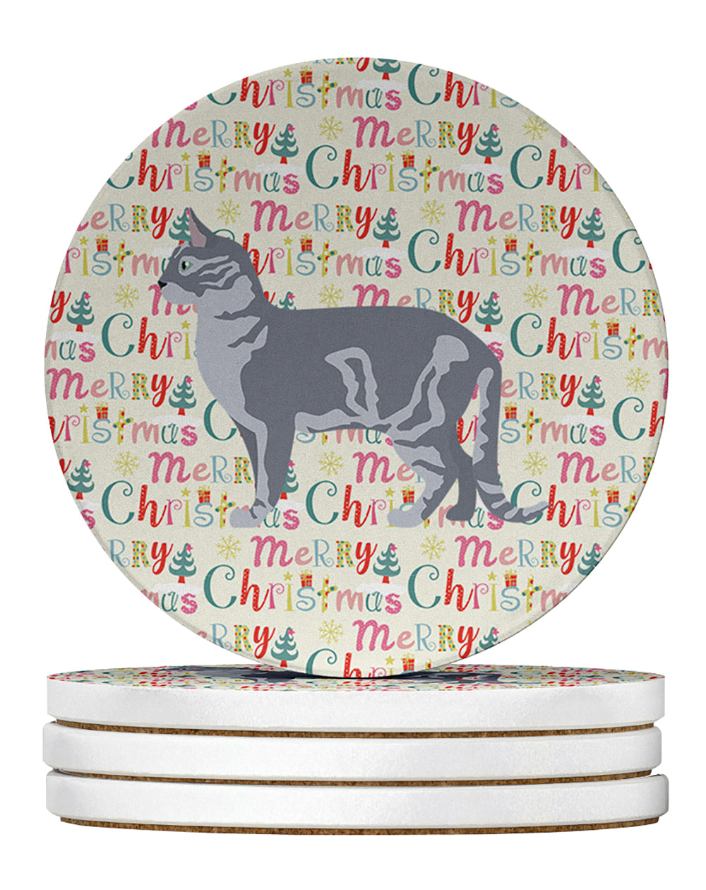 Buy this Australian Mist #2 Cat Christmas Large Sandstone Coasters Pack of 4