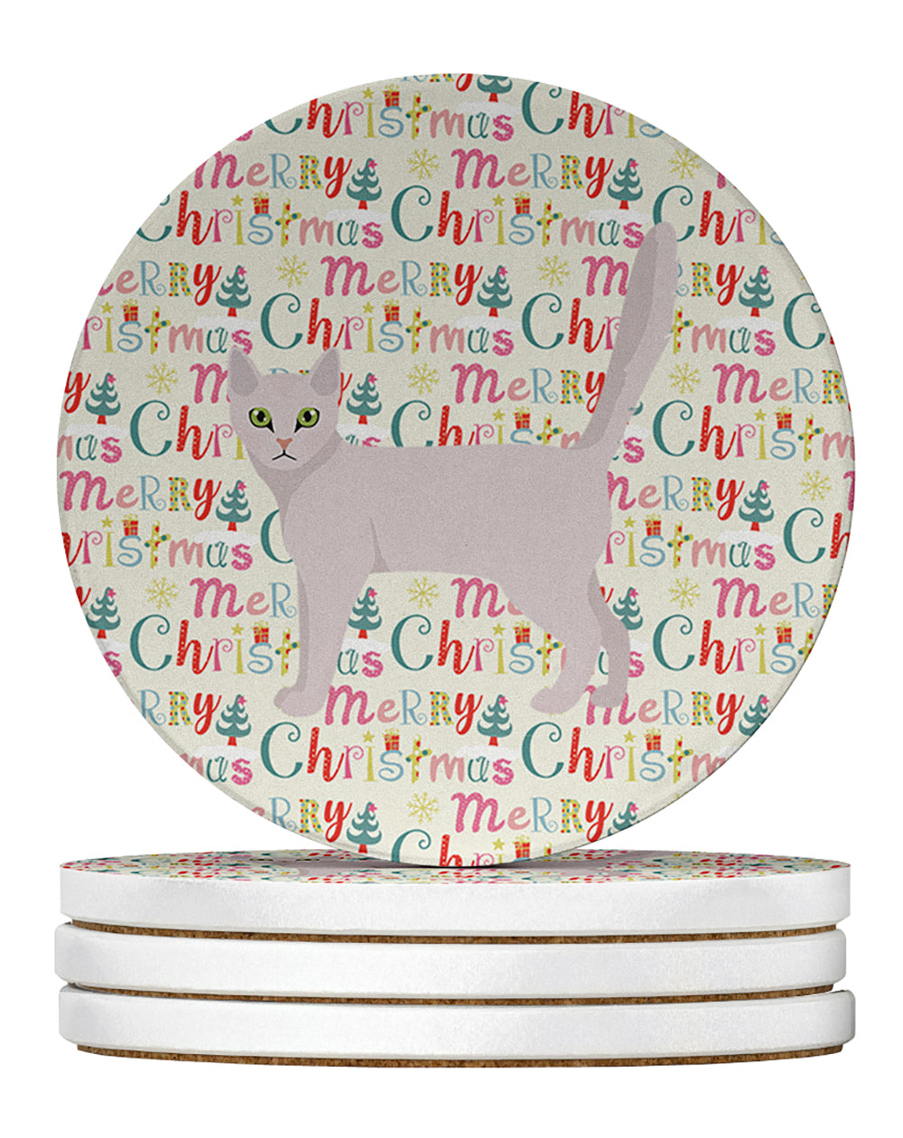 Buy this Burmilla Cat Christmas Large Sandstone Coasters Pack of 4