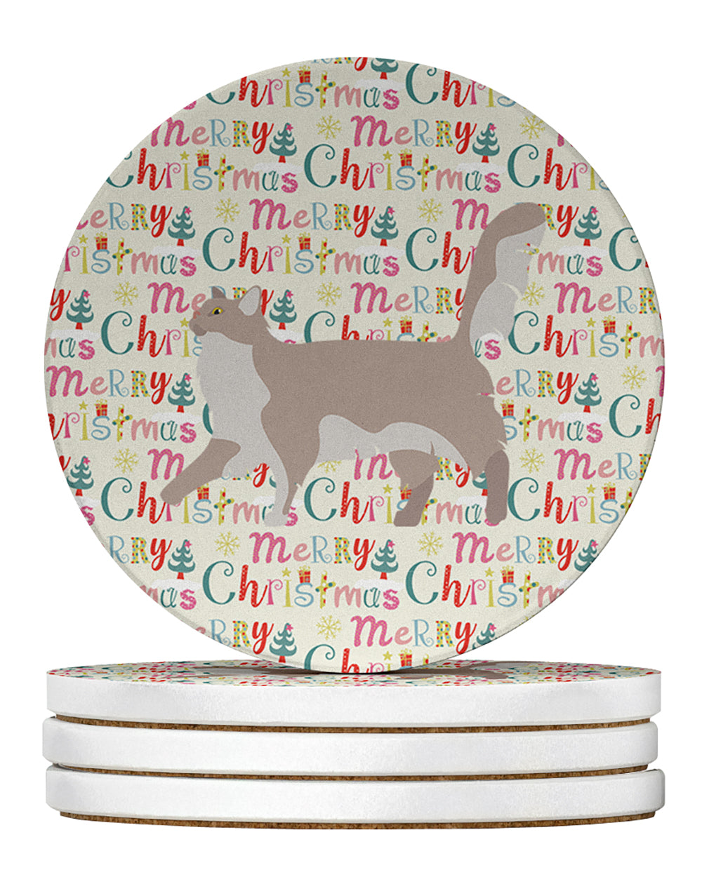Buy this Chantilly Tiffany Cat Christmas Large Sandstone Coasters Pack of 4