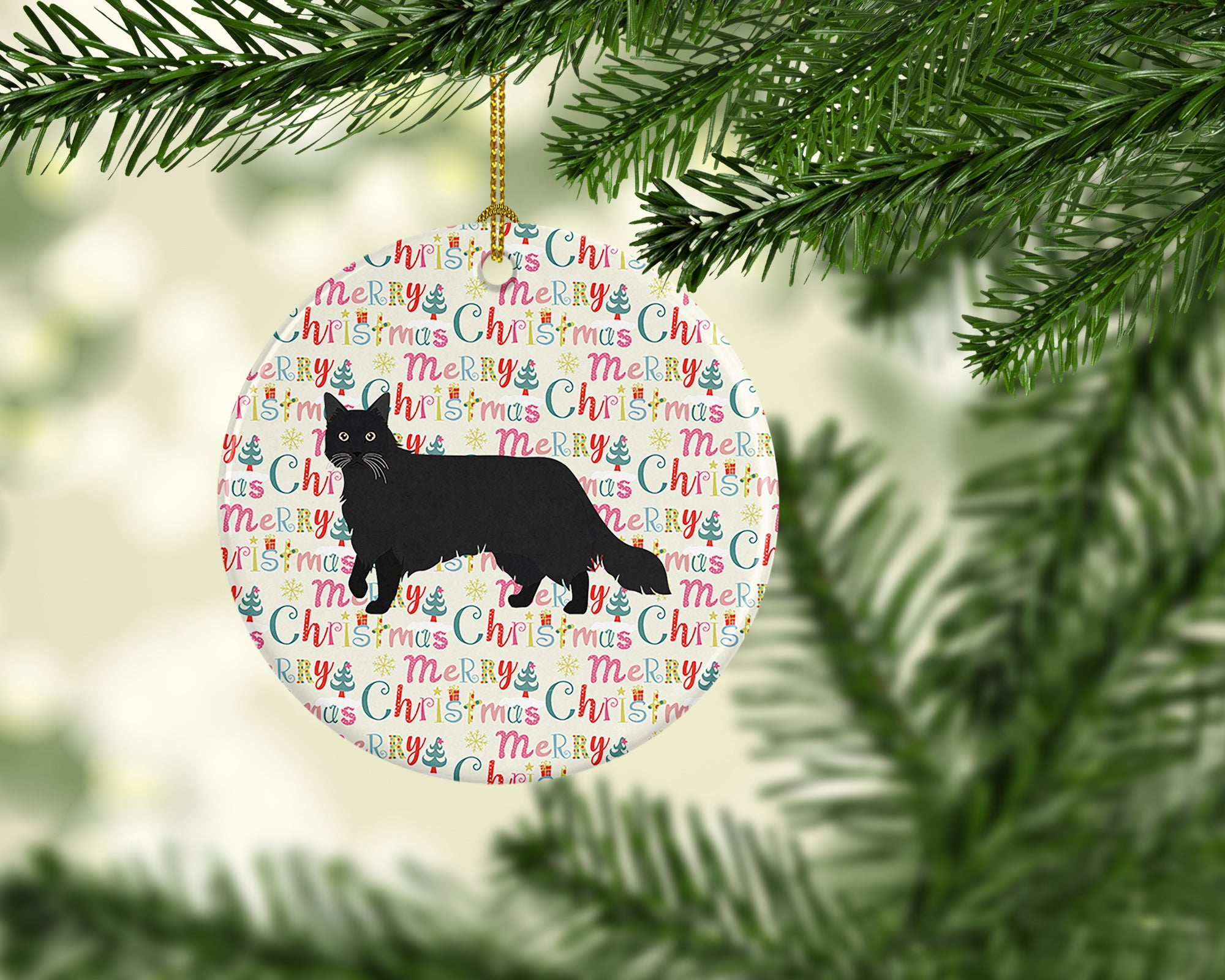 Buy this Black Chantilly Tiffany Cat Christmas Ceramic Ornament