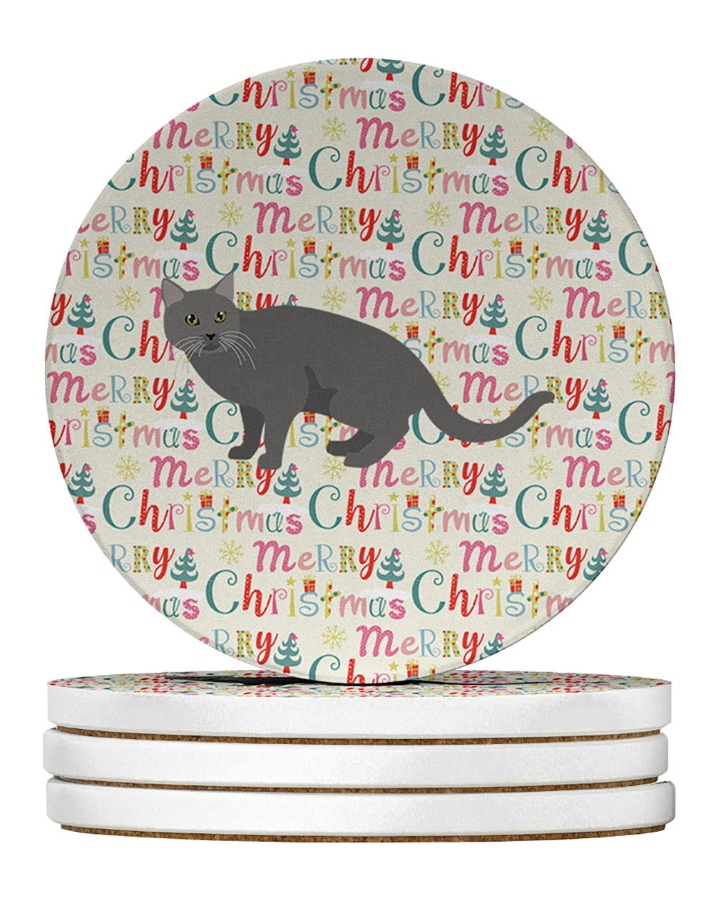 Buy this Chartreux #1 Cat Christmas Large Sandstone Coasters Pack of 4