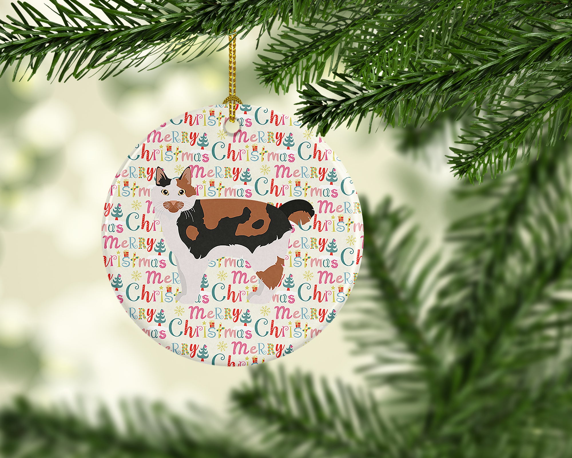 Buy this Cymric #2 Cat Christmas Ceramic Ornament