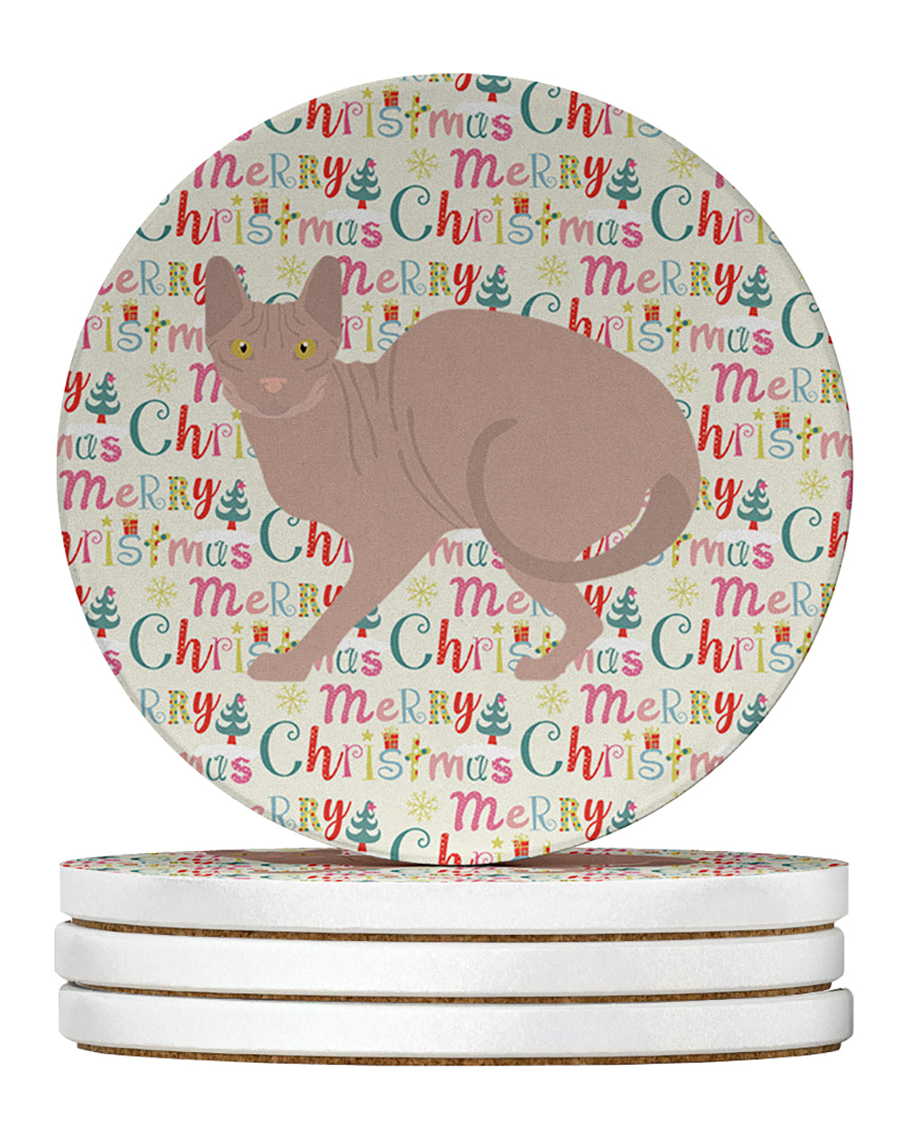 Buy this Don Sphynx #3 Cat Christmas Large Sandstone Coasters Pack of 4