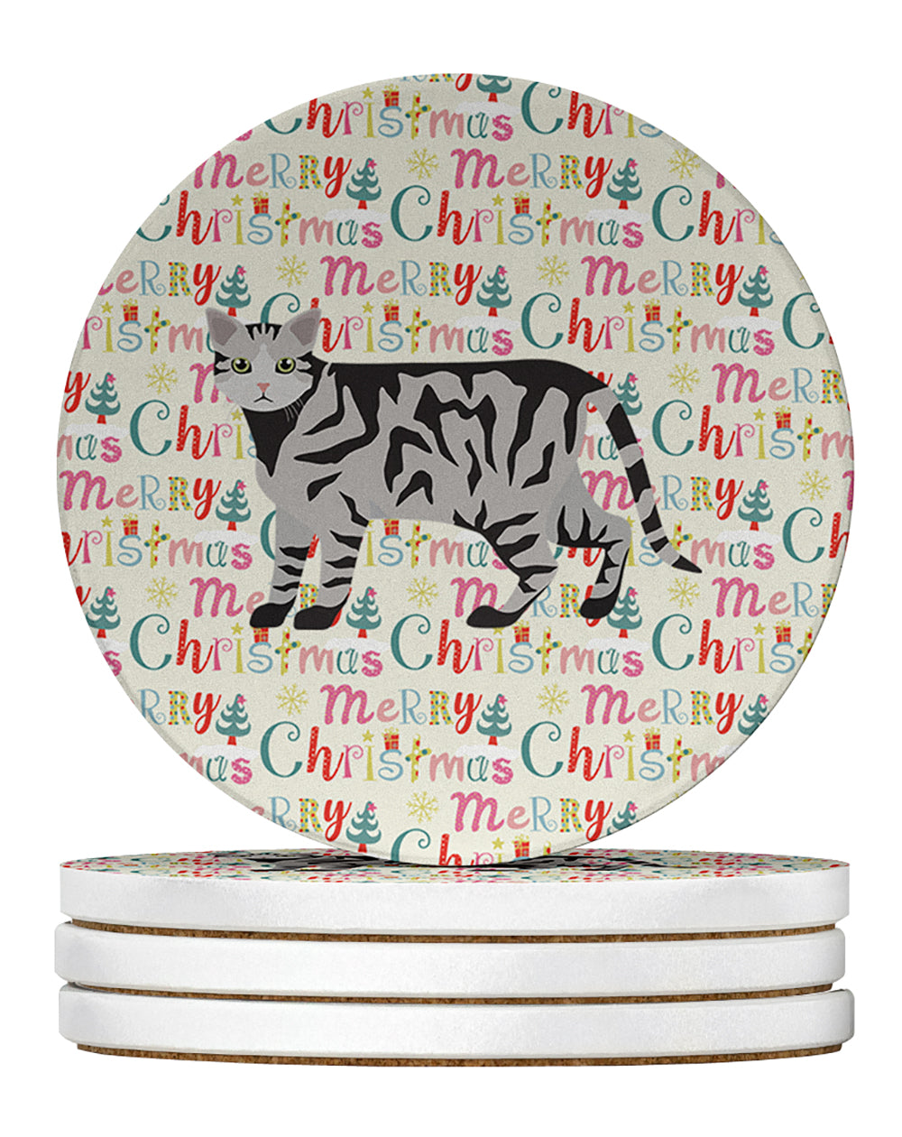 Buy this European Shorthair #2 Cat Christmas Large Sandstone Coasters Pack of 4