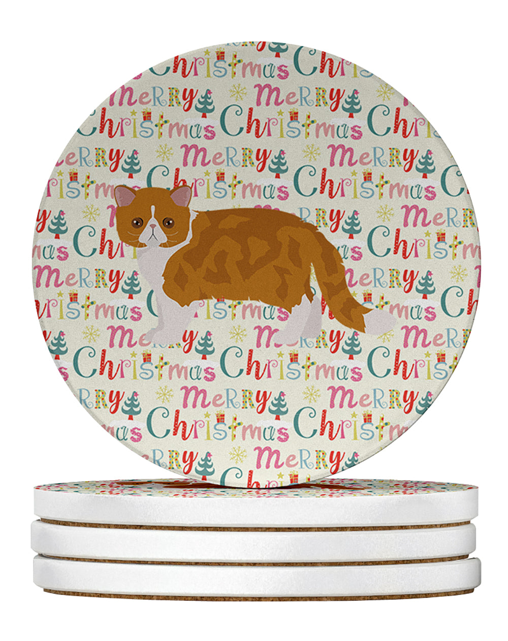 Buy this Exotic Shorthair #3 Cat Christmas Large Sandstone Coasters Pack of 4