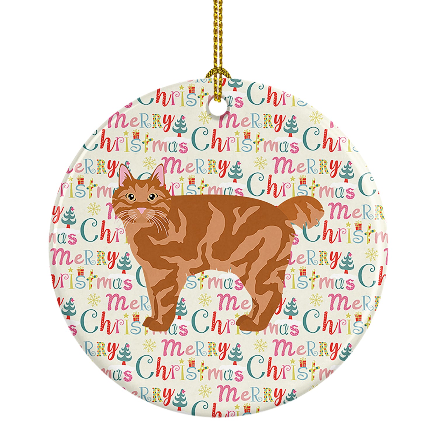 Buy this Kurilian Bobtail Cat Christmas Ceramic Ornament