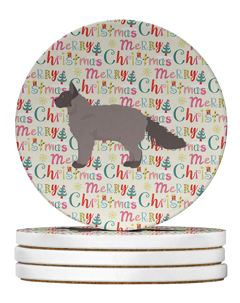 Buy this La Perm #3 Cat Christmas Large Sandstone Coasters Pack of 4