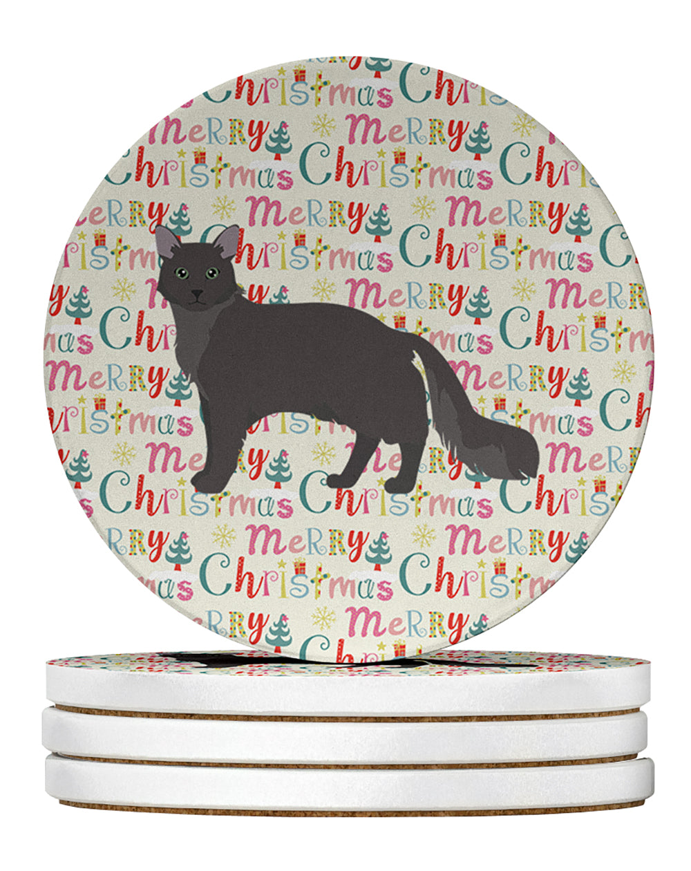 Buy this Nebelung #1 Cat Christmas Large Sandstone Coasters Pack of 4