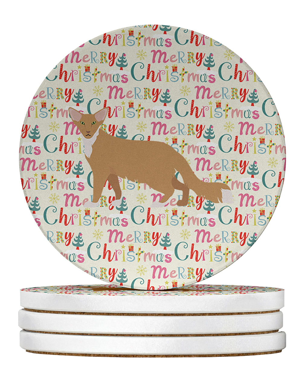 Buy this Oriental Longhair #2 Cat Christmas Large Sandstone Coasters Pack of 4