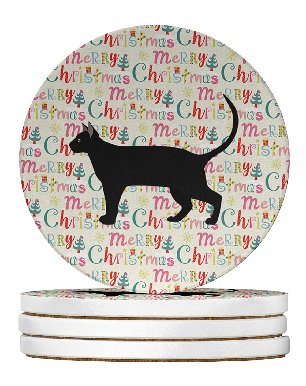 Buy this Pantherette Cat Christmas Large Sandstone Coasters Pack of 4