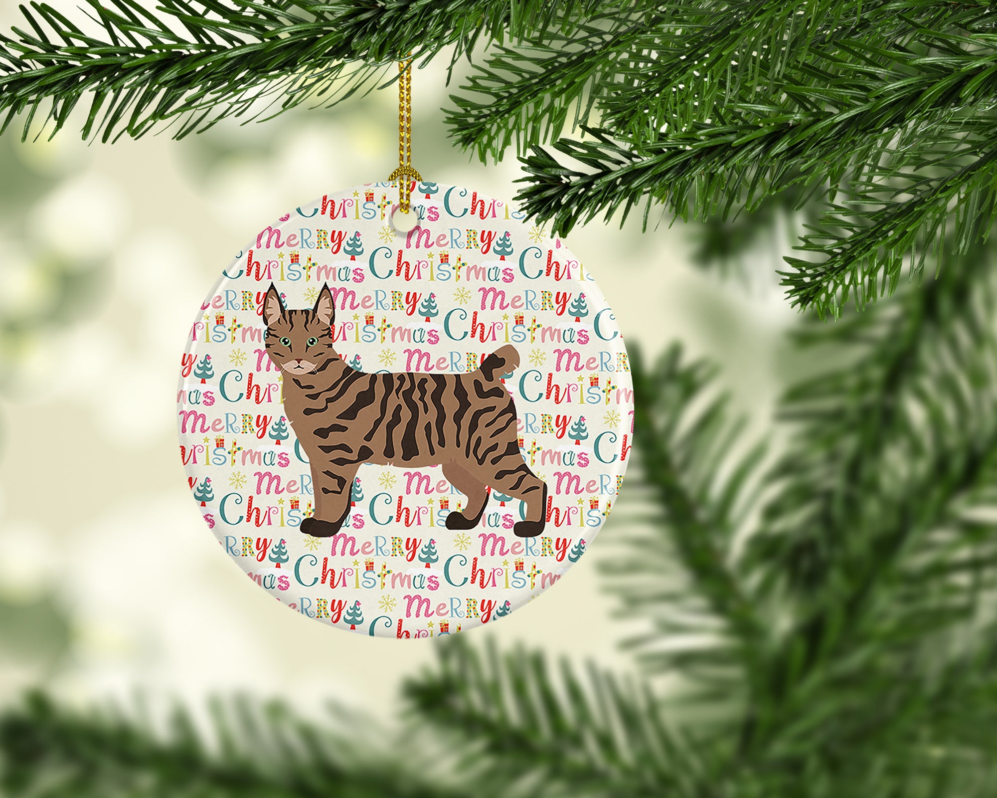 Buy this Pixie Bob #1 Cat Christmas Ceramic Ornament