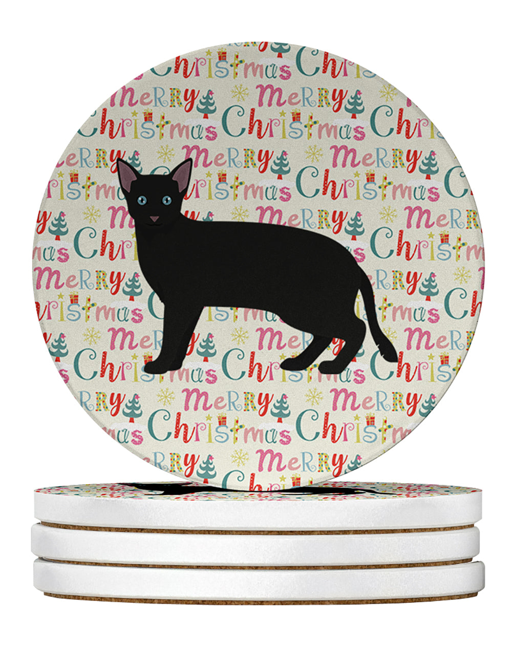 Buy this Russian White Black #1 Cat Christmas Large Sandstone Coasters Pack of 4