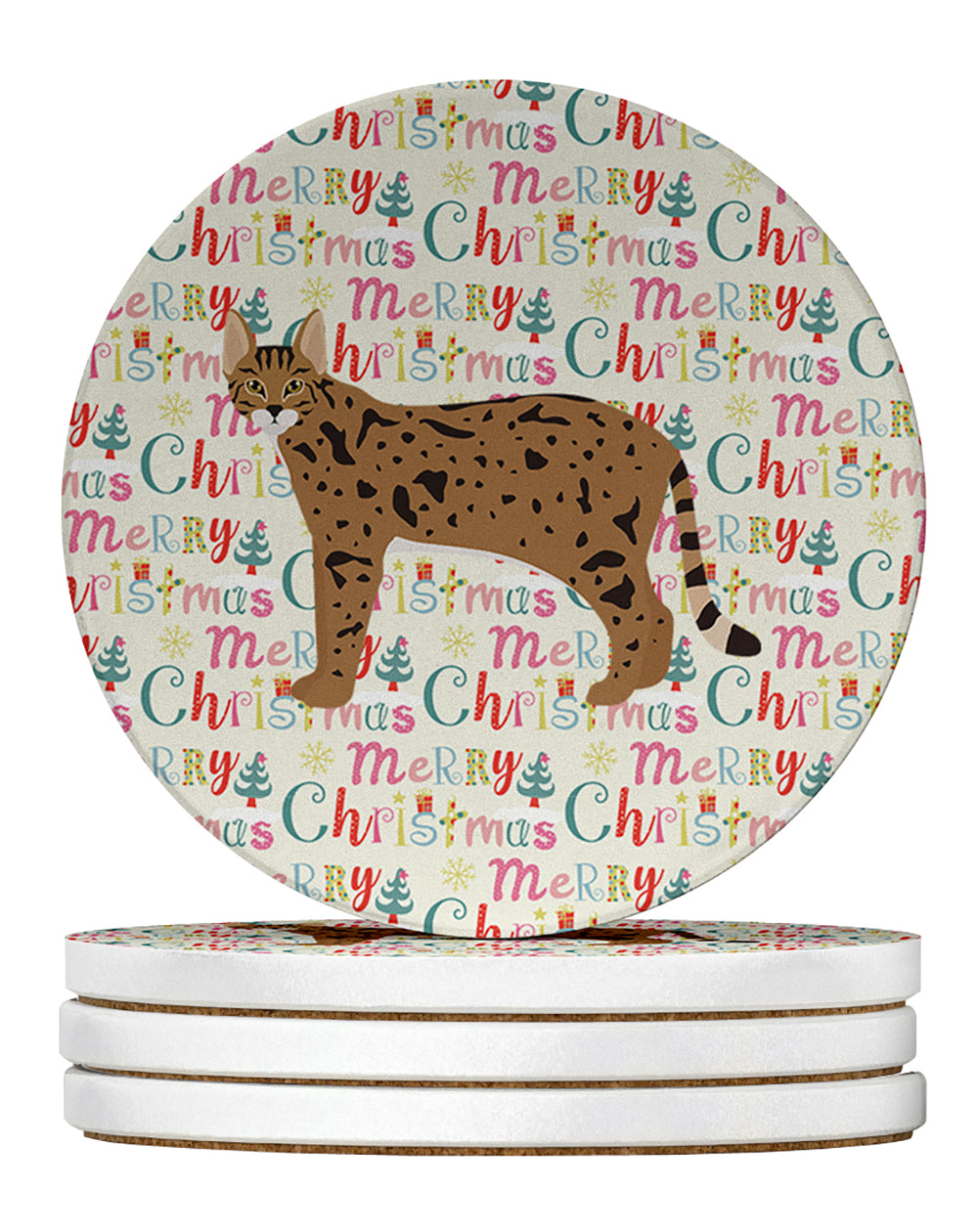 Buy this Savannah #1 Cat Christmas Large Sandstone Coasters Pack of 4