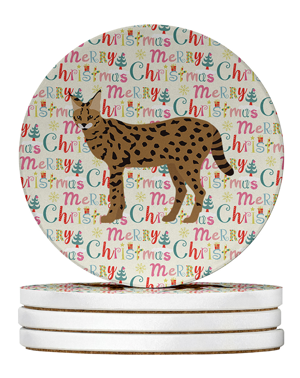 Buy this Savannah #3 Cat Christmas Large Sandstone Coasters Pack of 4