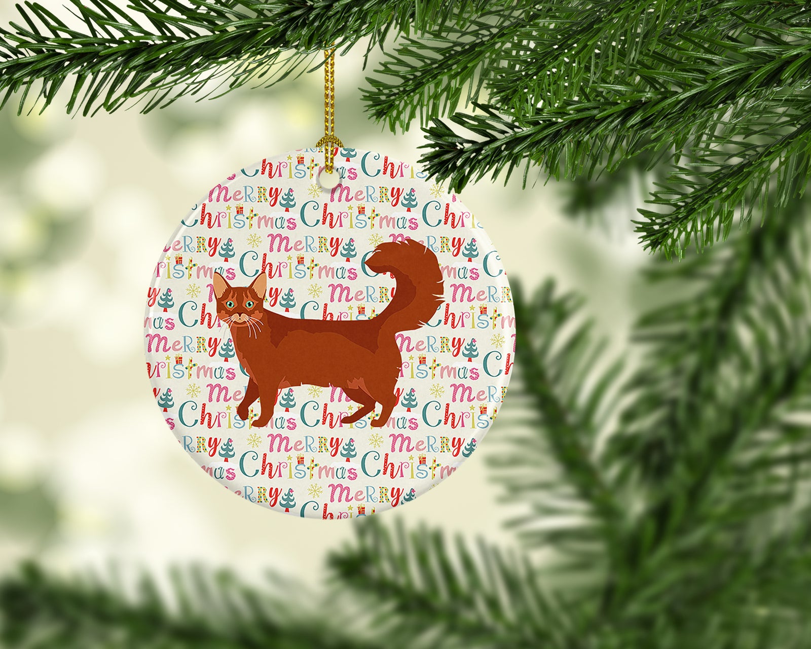 Caroline's Treasures Somali Cat Christmas Ceramic Ornament