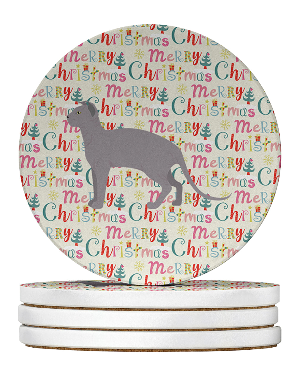 Buy this Ukrainian Levkoy #2 Cat Christmas Large Sandstone Coasters Pack of 4