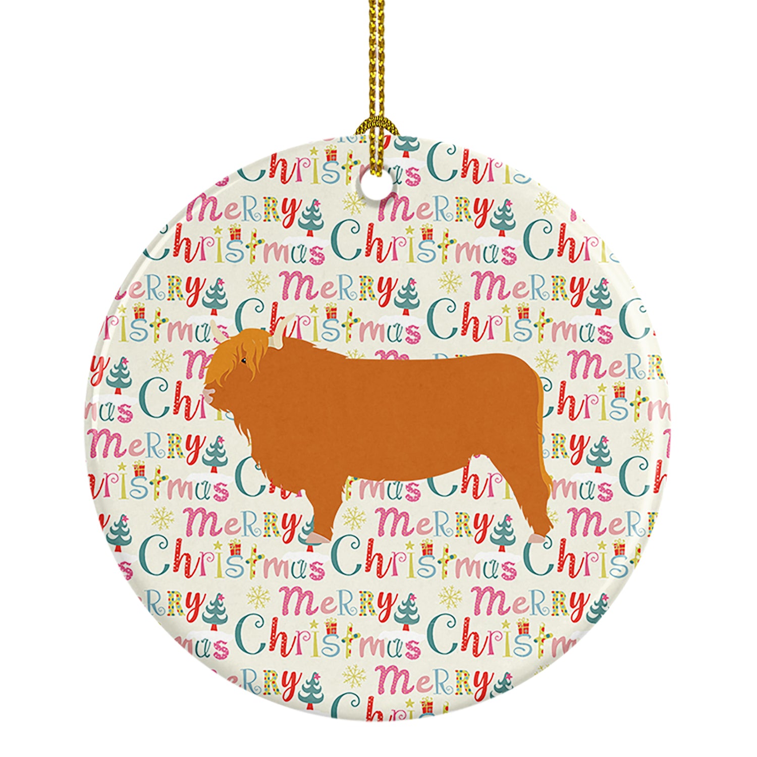 Buy this Highland Cow Christmas Ceramic Ornament