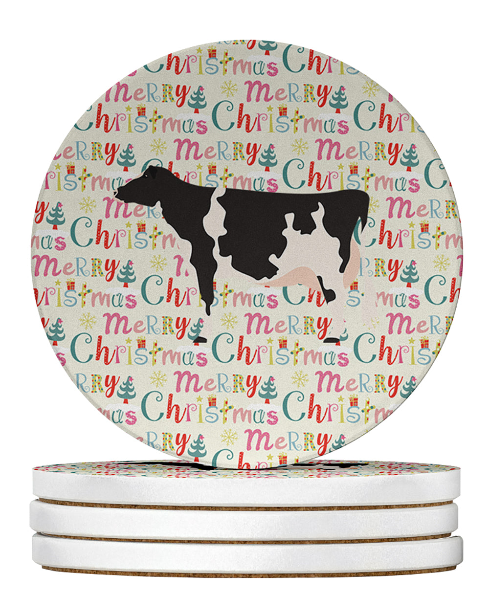 Buy this Holstein Cow Christmas Large Sandstone Coasters Pack of 4