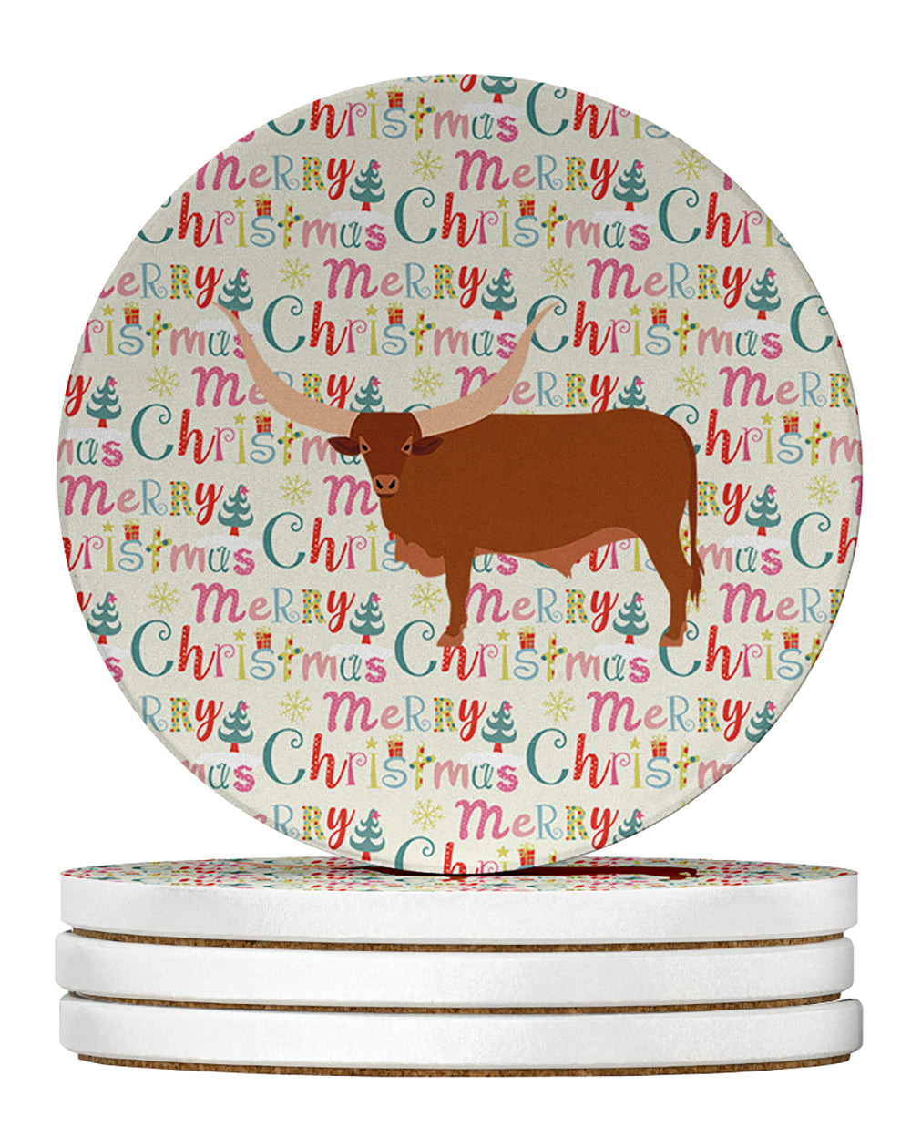 Buy this Ankole-Watusu Cow Christmas Large Sandstone Coasters Pack of 4
