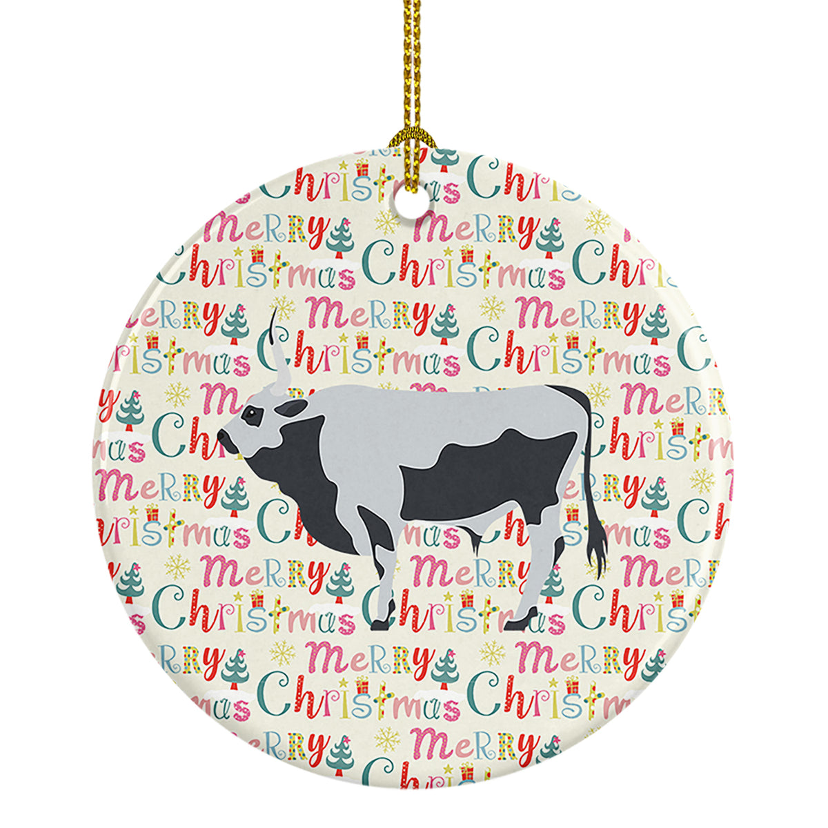 Buy this Hungarian Grey Steppe Cow Christmas Ceramic Ornament