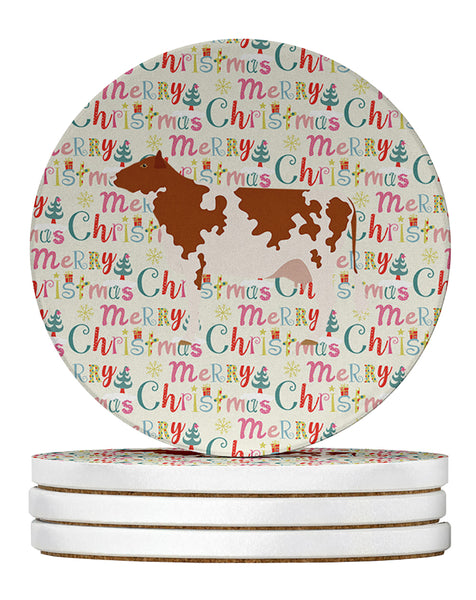 Buy this Ayrshire Cow Christmas Large Sandstone Coasters Pack of 4